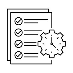 Time Management Icon. Clock and Task List, Prioritizing Time, Productivity, and Organization on Transparent Background