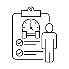 Discipline Icon. Checklist with Person, Consistency, Self-Control, and Structured Approach on Transparent Background