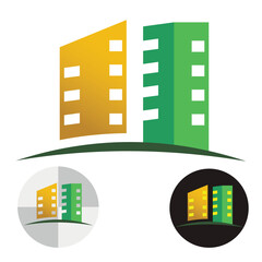 Real estate logo. Two skyscrapers vector.