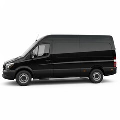 Black cargo van isolated on white background