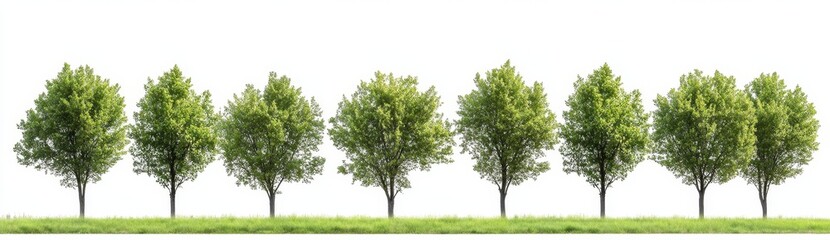 Fototapeta premium Forest and summer foliage of green trees isolated on a transparent background for print and web with included cut path and alpha channel