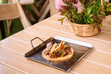 Authentic traditional Mexican rib taco