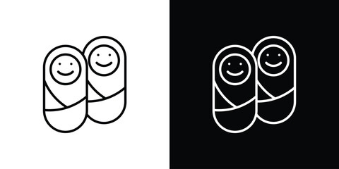 Twin icon for app. Thin line signs.