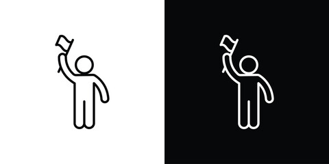 Tour guide icon for app. Thin line signs.