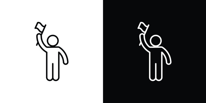 Tour guide icon for app. Thin line signs.
