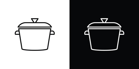 Stew pot icon for app. Thin line signs.