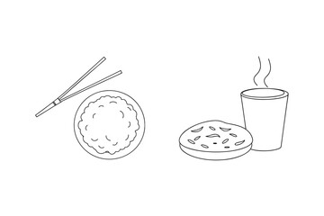 Asian meal with rice and drink asian food rice bowl