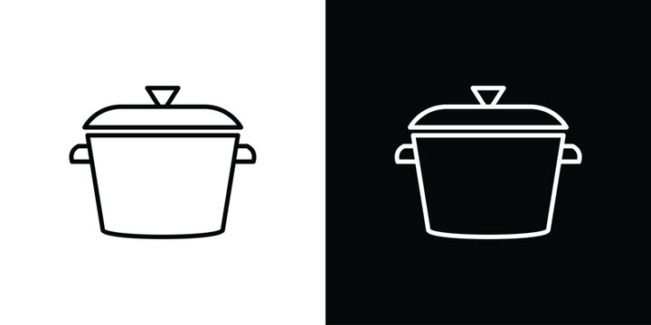 Stew pot icon for app. Thin line signs.