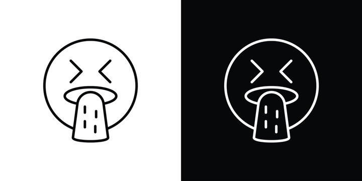 Puking emoji icon for app. Thin line signs.