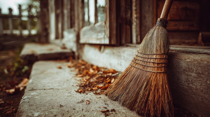 Classic handcrafted broom shown 