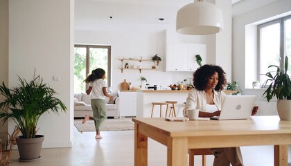 Obraz premium Working Mom with Daughter