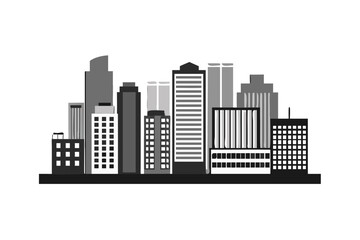 Fototapeta premium Monochromatic cityscape with diverse skyscrapers