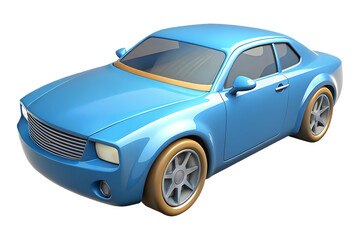 Naklejka premium Ai generated image of a sleek, modern blue sports car coupe with a metallic finish and aerodynamic design, isolated on a transparent background, representing speed and luxury