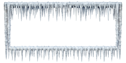 White Hanging Icicles Frame Border – Isolated on Transparent Background – PNG – GENERATIVE AI