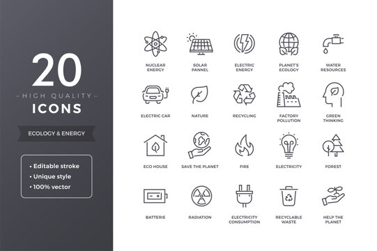 Ecology and energy icons showcasing sustainability and green initiatives for a cleaner future now