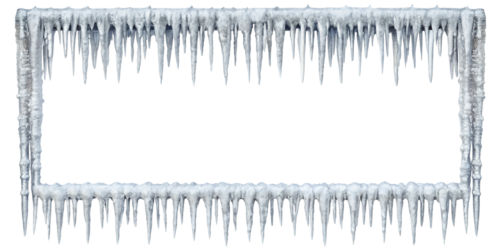 White Hanging Icicles Frame Border – Isolated on Transparent Background – PNG – GENERATIVE AI