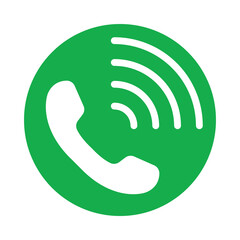 Green Phone Handset with Signal Icon PNG