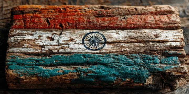 India Flag on wood texture background for 15 August Independence Day - Powered by Adobe