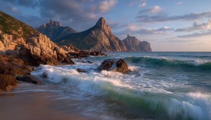 Obraz premium Dramatic coastal landscape at dawn