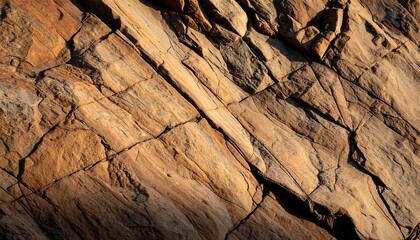 Close-up of Brown and Tan Rock Formation with Natural Fractures