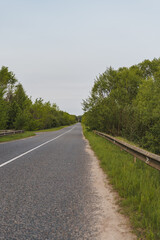 Straight Rural Road in Belarus Surrounded by Greenery
