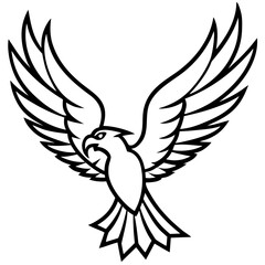 Obraz premium Stylized black and white hawk or eagle in flight