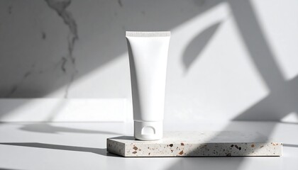 Cosmetic Cream Tube on Display Stand with Shadow