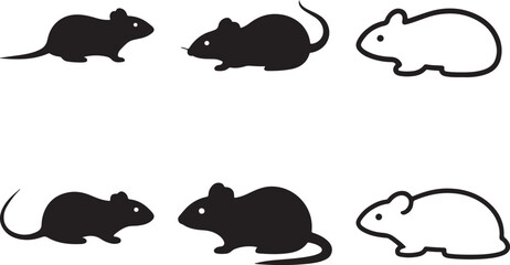 Rat black silhouette vector illustration with white background