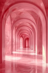 Elegant pink arches with dramatic lighting in architectural illustration