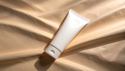 Cosmetic Tube Mockup on Textured Fabric Background