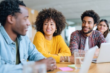 Young professionals collaborating in a modern office