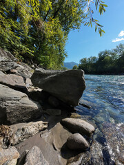 Ticino river in Bellinzona, Switzerland
