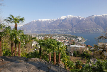 View of Ascona Swiss Town from Verita Mount