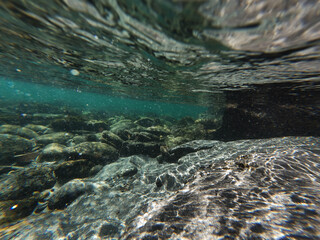 Underwater view of Ticino river