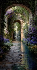 Obraz premium A sunlit garden pathway