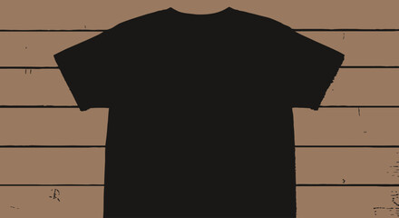 black t shirt display mockup template design on a wooden table 