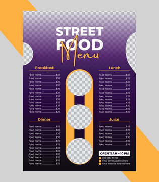 Restaurant' delicious food menu Design Template. Food business lunch, dinner, and breakfast business flyer design templa