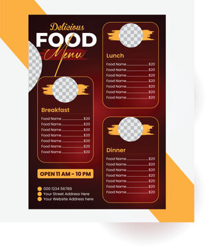 Delicious food menu design template, Restaurant food menu flyer design template

