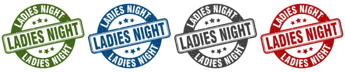 ladies night stamp. ladies night round stamp set isolated on white background