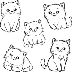 Obraz premium cute cat icon set Adobe Illustrator Artwork