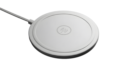 Art of white wireless charging pad isolated on transparent background