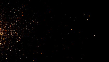 Golden particles explosion on black