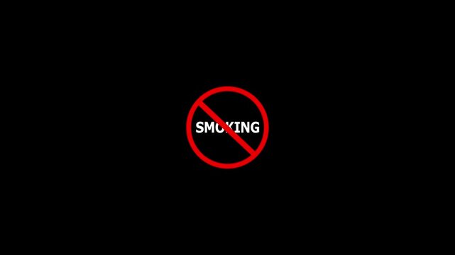 No smoking sign for anti smoking message. Clear no smoking sign against black background illustrating prohibition. No Smoking, No Vaping Sign Animation with e-cigarette icon for vertical display.