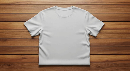 folded t-shirt mockup on a wooden table 