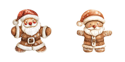 santa gingerbread watercolor vector illustration