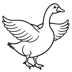 Fototapeta premium Cartoon goose with wings spread isolated on white background