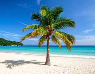 Tropical beach with palm tree