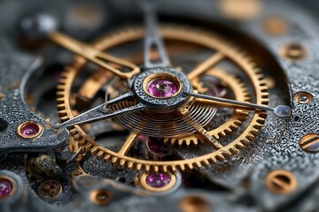 Close-up of mechanical watch movement showcasing gold gears, jewel bearings, and precision craftsmanship.
