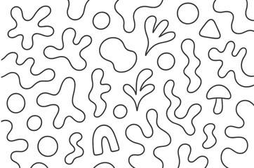 Abstract line art pattern featuring organic shapes and forms on a white background for creative inspiration