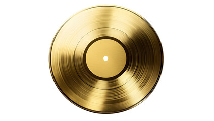 Golden record isolated on transparent background, a symbol of music industry success